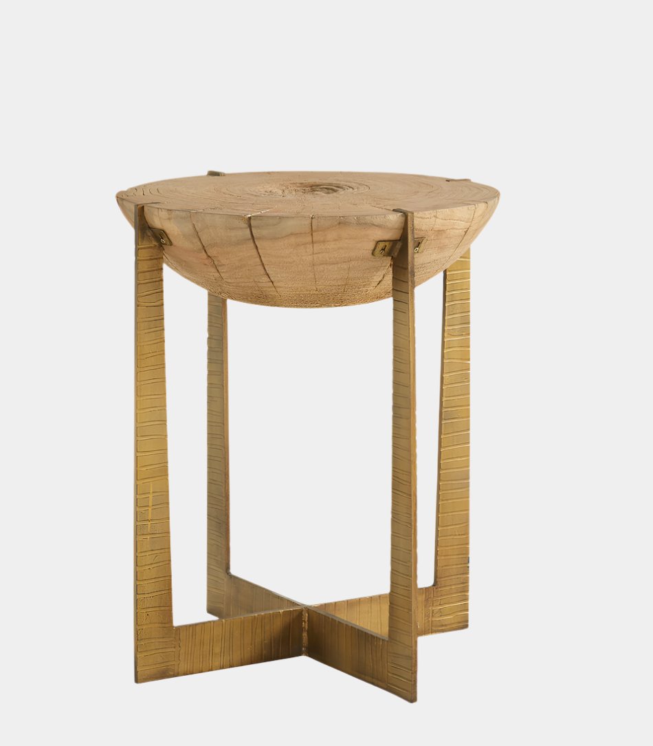 Brass Base Grain End Table