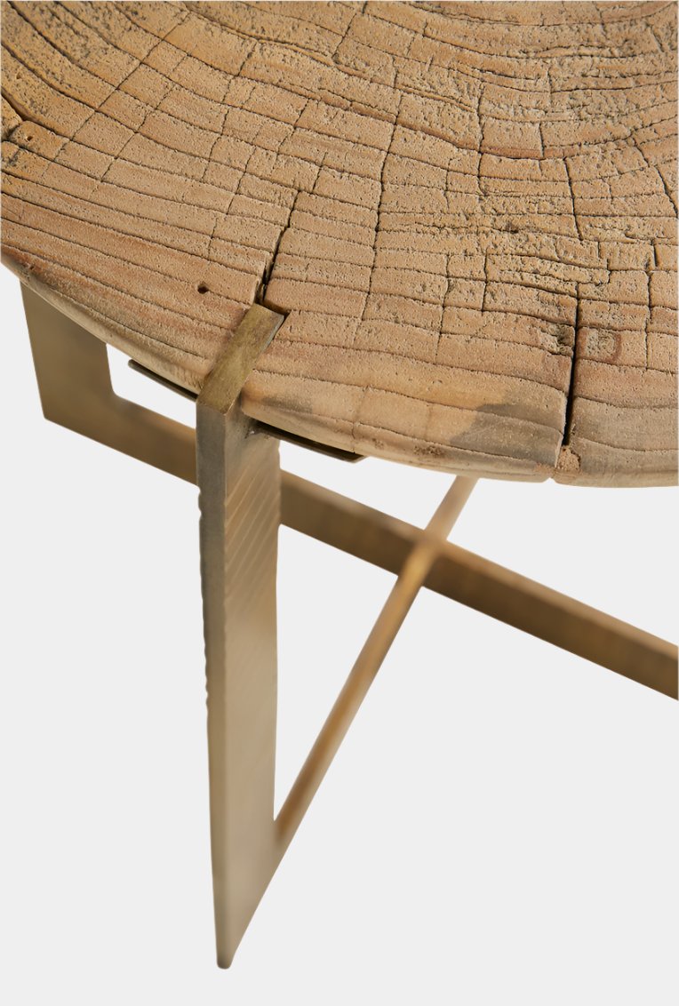 Brass Base Grain End Table