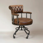 Black Chesterfield Office Chair in Antique Leather