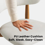Modern Off-White Leather Curved Back Counter Bar Stools