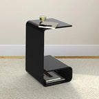 Minimalist Acrylic C-Shaped Side Table with Storage