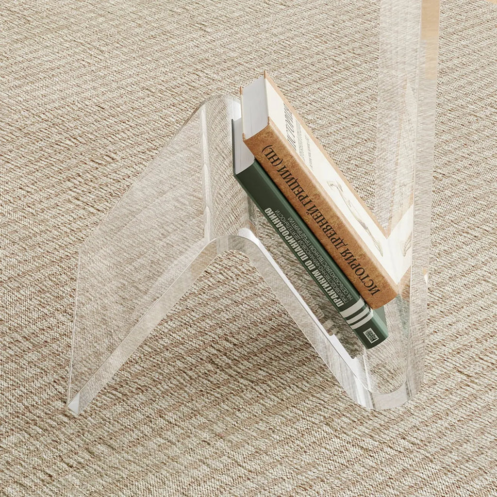 Abstract Acrylic C-shaped End Table in Black/Clear