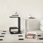 Minimalist Acrylic C-Shaped Side Table with Storage