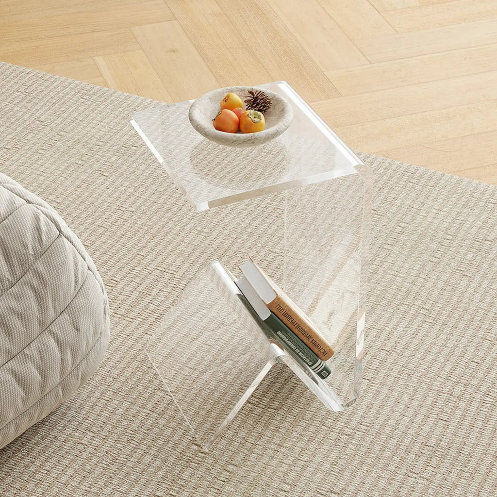 Abstract Acrylic C-shaped End Table in Black/Clear
