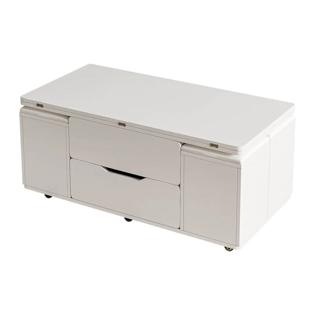 Foldable Lift-Top Coffee Table with 4 Stools & Storage