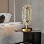 Art Deco Luxury Gold Brass Acrylic Ring Shape LED Table Lamp