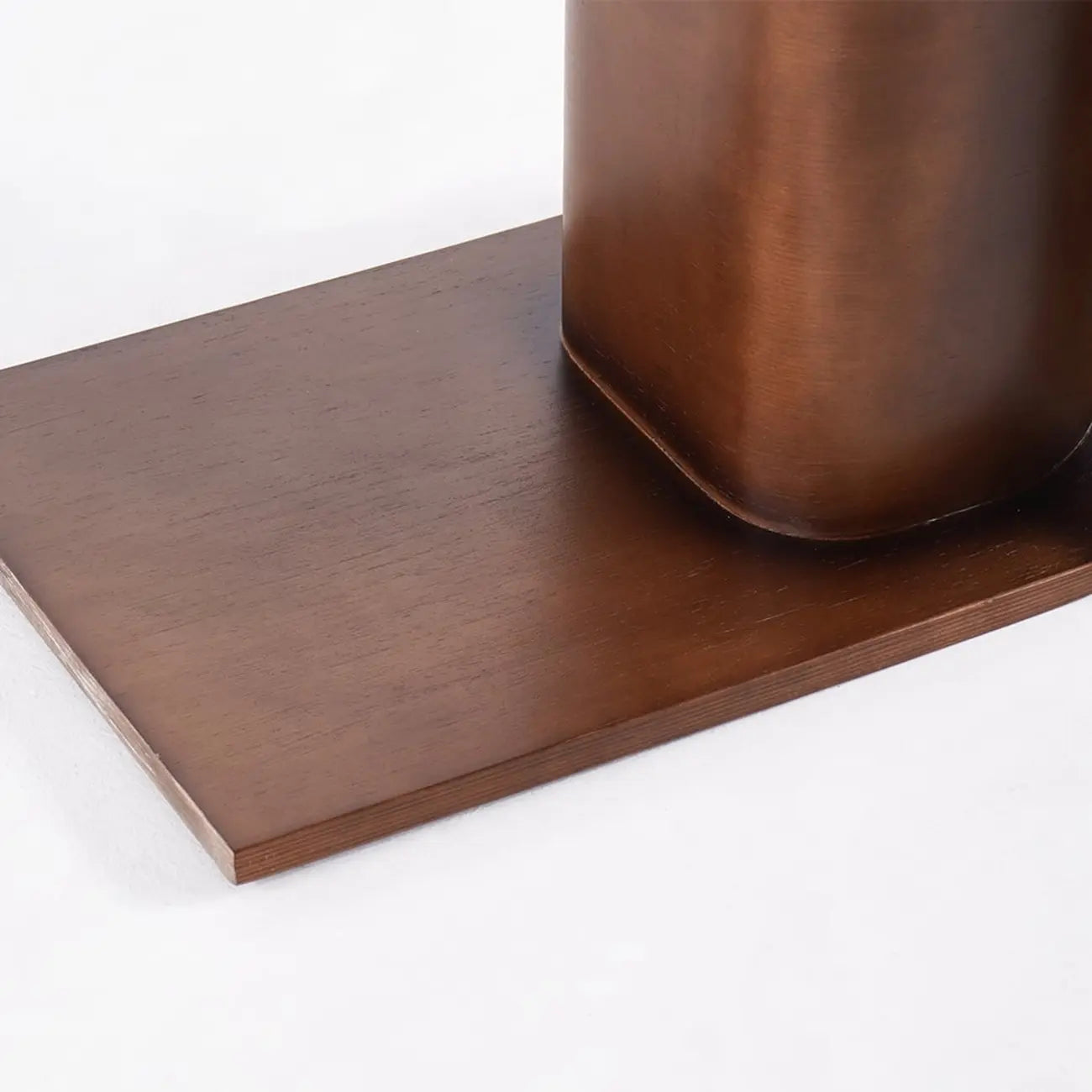 Convertible C-Shaped Walnut Wood Side Table with Storage