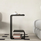 Minimalist Acrylic C-Shaped Side Table with Storage