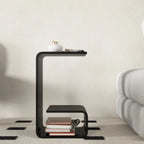 Minimalist Acrylic C-Shaped Side Table with Storage
