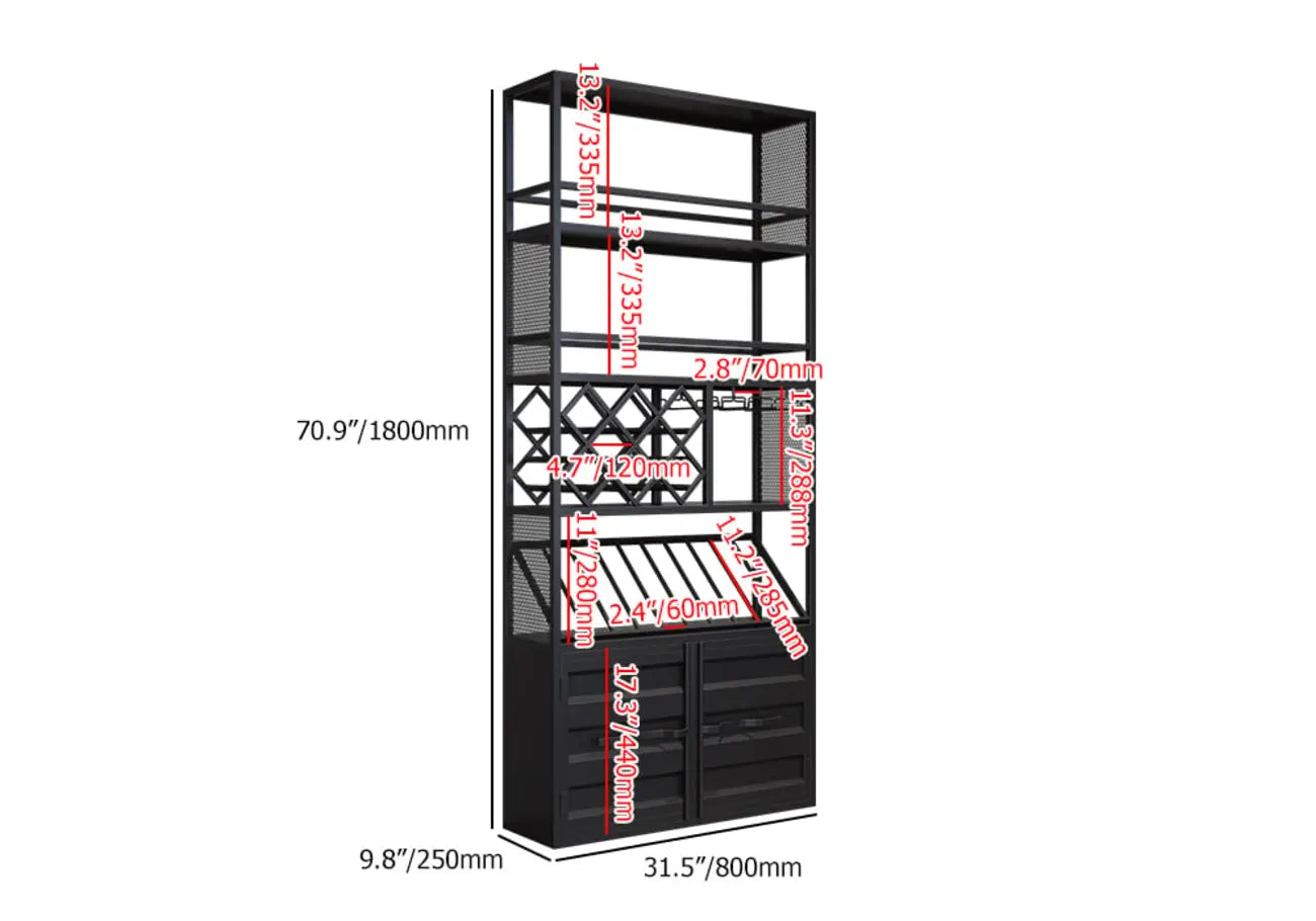 Industrial Versatile Metal Floor Wine Rack with Cabinet